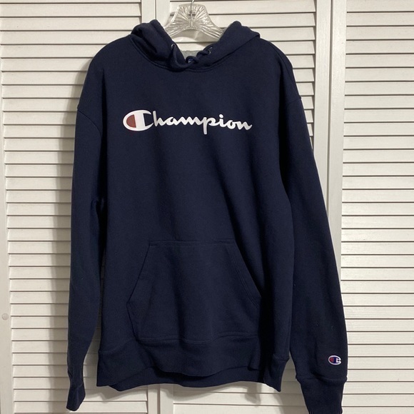 Champion Other - Champion hoodie navy with gray lined hood!